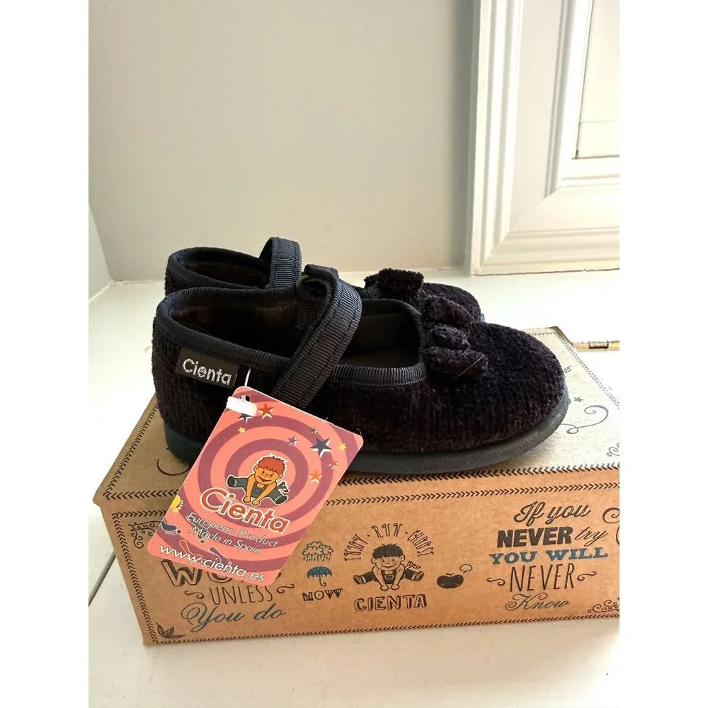 NWB Cienta Baby Girl Shoes Mary Janes Black Size EU 23 US 6.5 [jb]